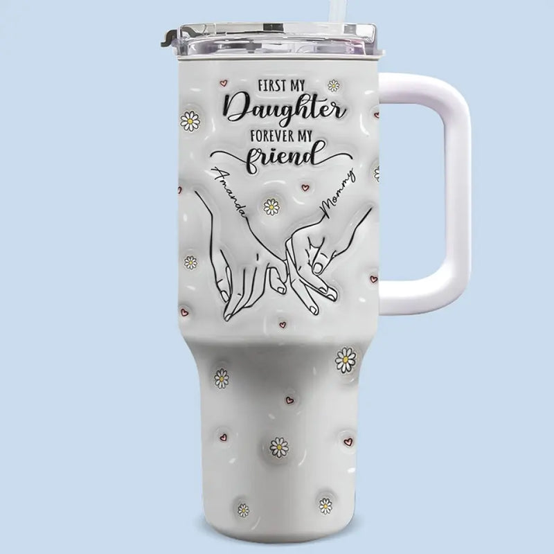 Custom Name Daughter Gifts for Mom - Personalized 40 Oz Tumbler With Handle
