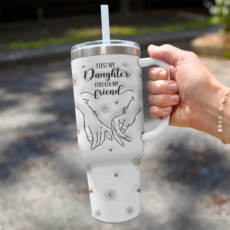 Custom Name Daughter Gifts for Mom - Personalized 40 Oz Tumbler With Handle