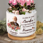 Custom Photo Memorial Robin Garden Decor - Personalized Ceramic Plant Pot