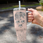 Custom Name Mama Bear Gifts for Mom - Personalized 40 Oz Tumbler With Handle