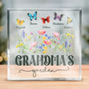 Flowers Bloom In Grandma's Garden Of Love - Family Personalized Custom Square Shaped Acrylic Plaque - Mother's Day, Gift For Mom, Grandma