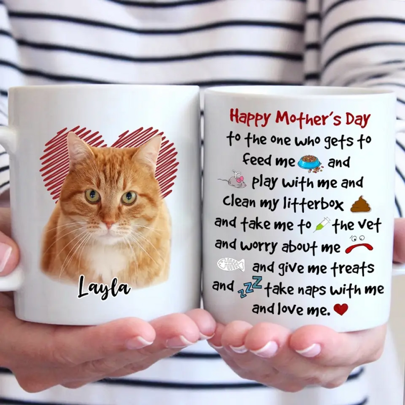 Custom Cat Photo Mother's Day Gifts for Cat Moms - Personalized Mugs