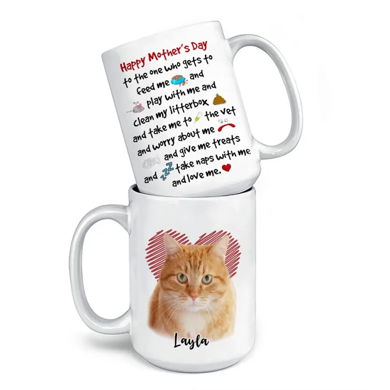 Custom Cat Photo Mother's Day Gifts for Cat Moms - Personalized Mugs
