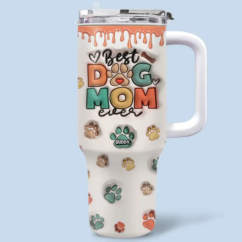 Custom Name Dog Mom Gifts for Pet Lovers - Personalized 40 Oz Tumbler With Handle