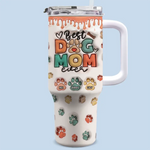 Custom Name Dog Mom Gifts for Pet Lovers - Personalized 40 Oz Tumbler With Handle