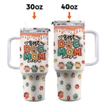 Custom Name Dog Mom Gifts for Pet Lovers - Personalized 40 Oz Tumbler With Handle