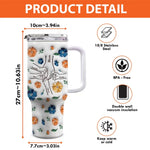 Custom Name Floral Mom Gifts - Personalized 40 Oz Tumbler With Handle