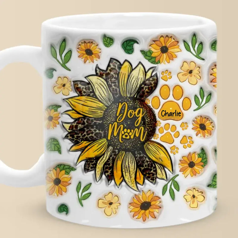 Custom Name Dog Mom Sunflower Gifts - Personalized Mugs