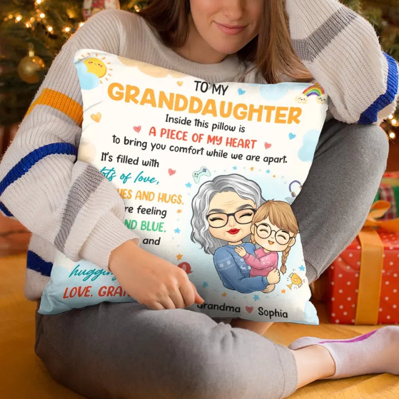 Custom Name Grandma Granddaughter Comfort Gifts - Personalized Pillow