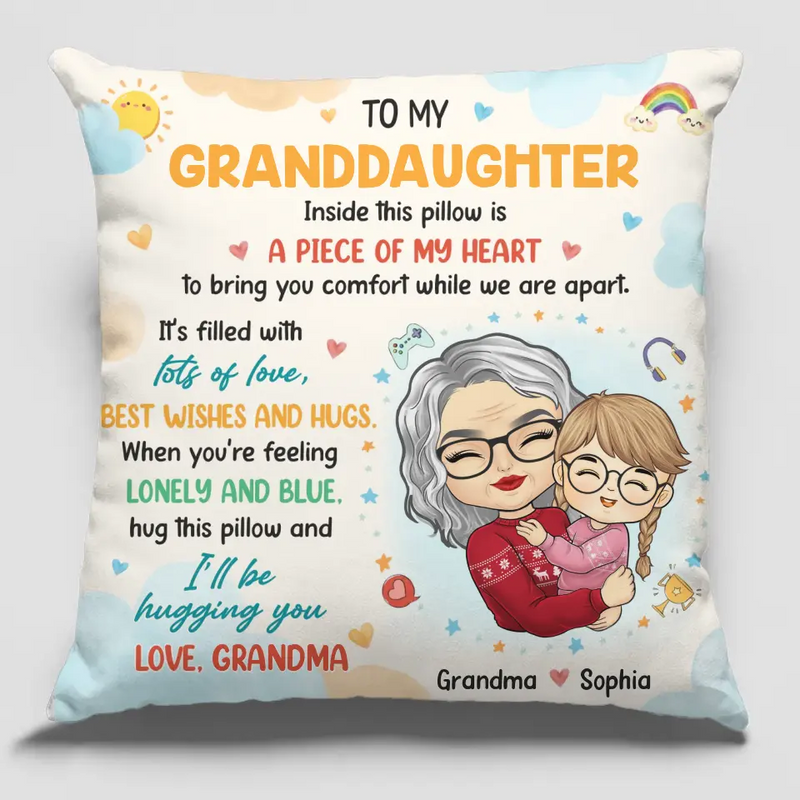 Custom Name Grandma Granddaughter Comfort Gifts - Personalized Pillow