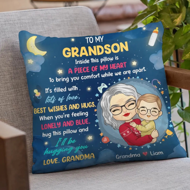 Custom Grandma to Grandson Comfort Gifts - Personalized Pillow