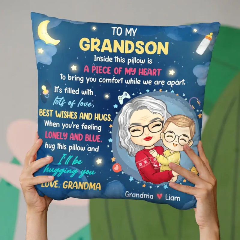 Custom Grandma to Grandson Comfort Gifts - Personalized Pillow