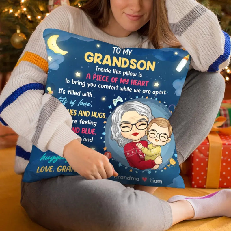 Custom Grandma to Grandson Comfort Gifts - Personalized Pillow