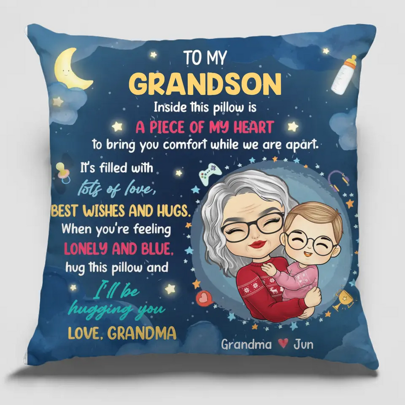 Custom Grandma to Grandson Comfort Gifts - Personalized Pillow