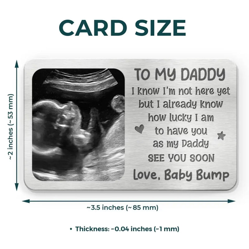 Custom Photo Pregnancy Gifts for Dad - Personalized Aluminum Wallet Card