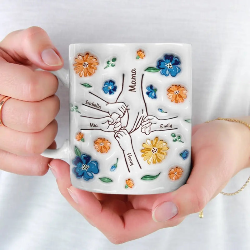 Custom Name Floral Gifts for Mom - Personalized Mug
