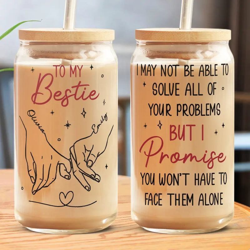 Our Friendship Is Endless - Bestie Personalized Custom Glass Cup, Iced Coffee Cup - Gift For Best Friends, BFF, Sisters