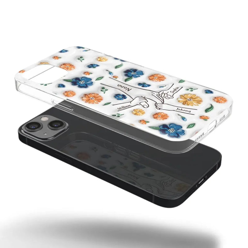 Custom Name Family Hands Floral Gifts - Personalized Phone Case