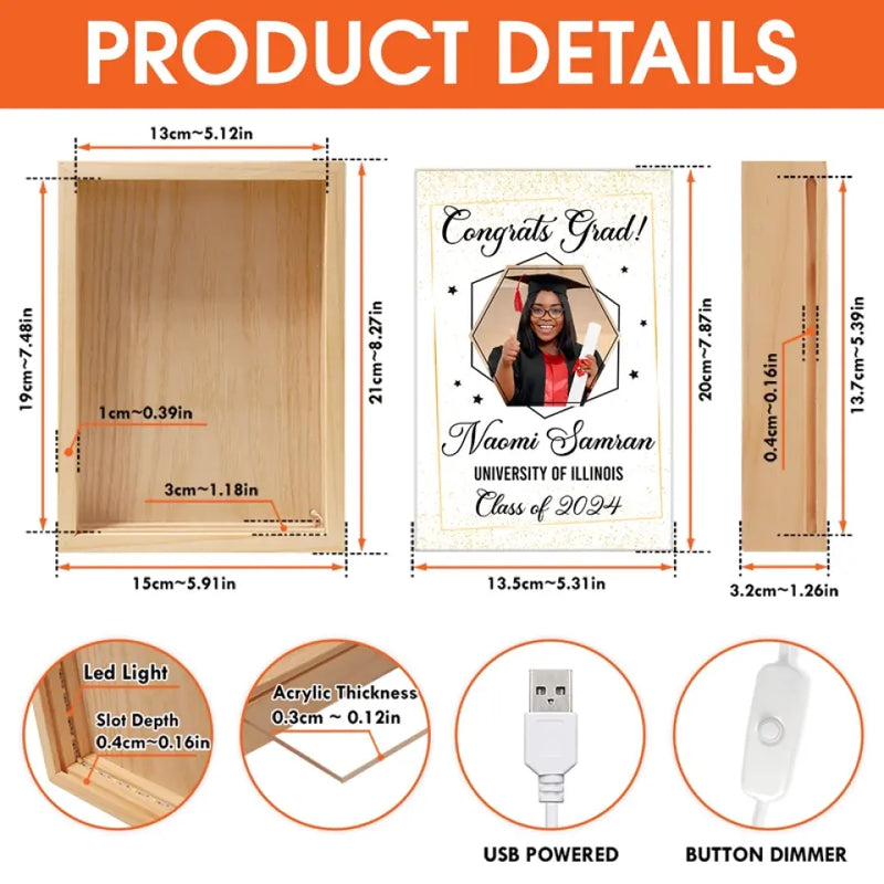 Custom Photo Graduation Gifts - Personalized Frame Light Box