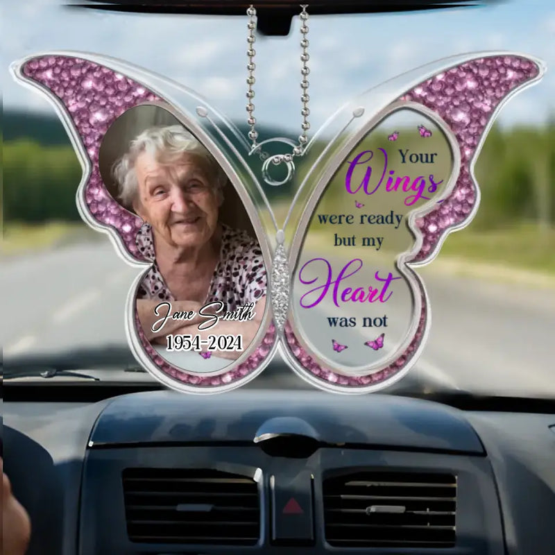 Custom Photo Memorial Butterfly Gifts - Personalized Car Ornament