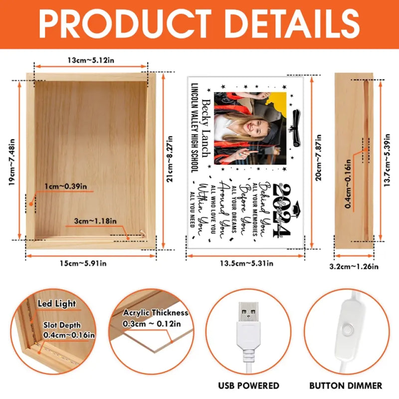 Custom Photo Graduation Gifts for Students - Personalized Frame Light Box