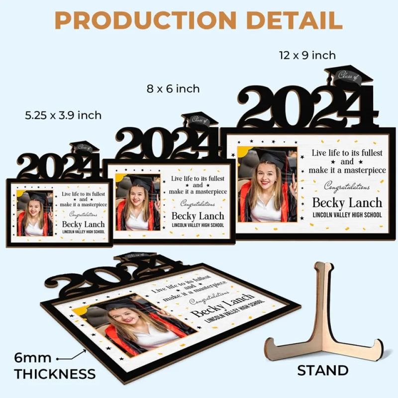 Custom Photo Graduation Gifts for Students - Personalized Wooden Plaque