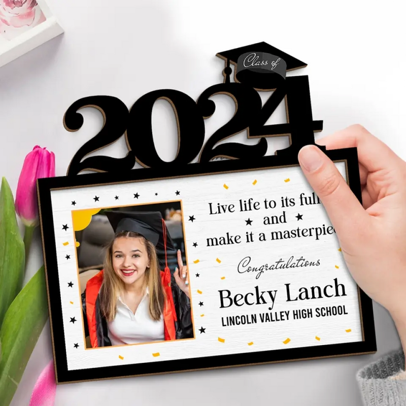 Custom Photo Graduation Gifts for Students - Personalized Wooden Plaque