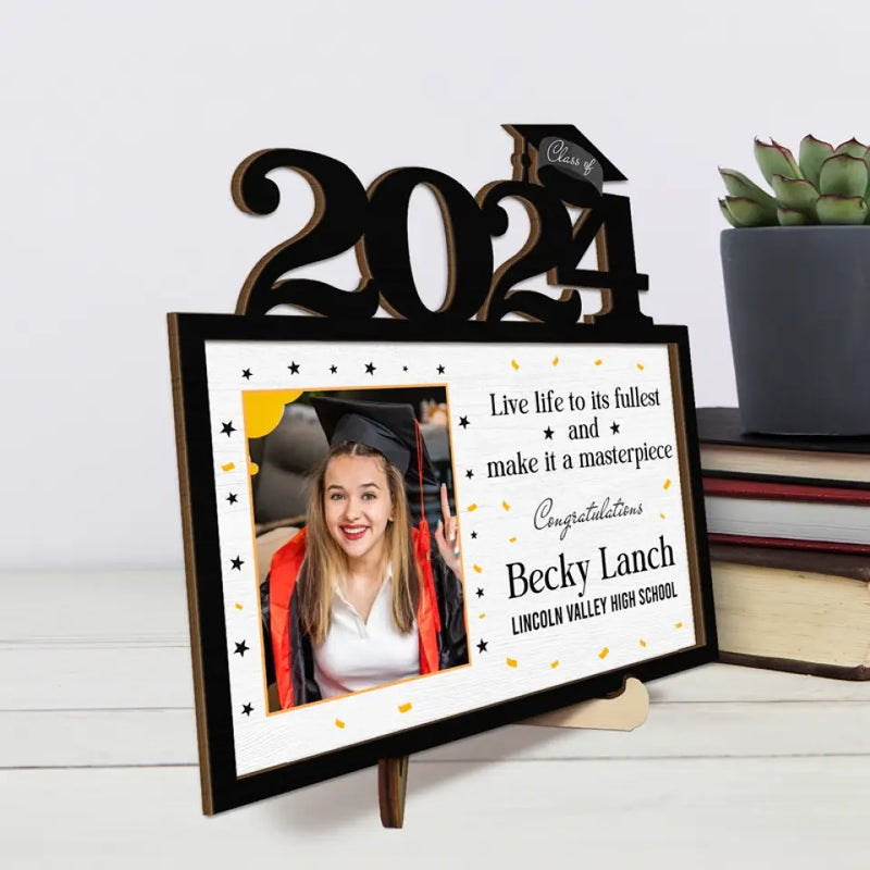 Custom Photo Graduation Gifts for Students - Personalized Wooden Plaque