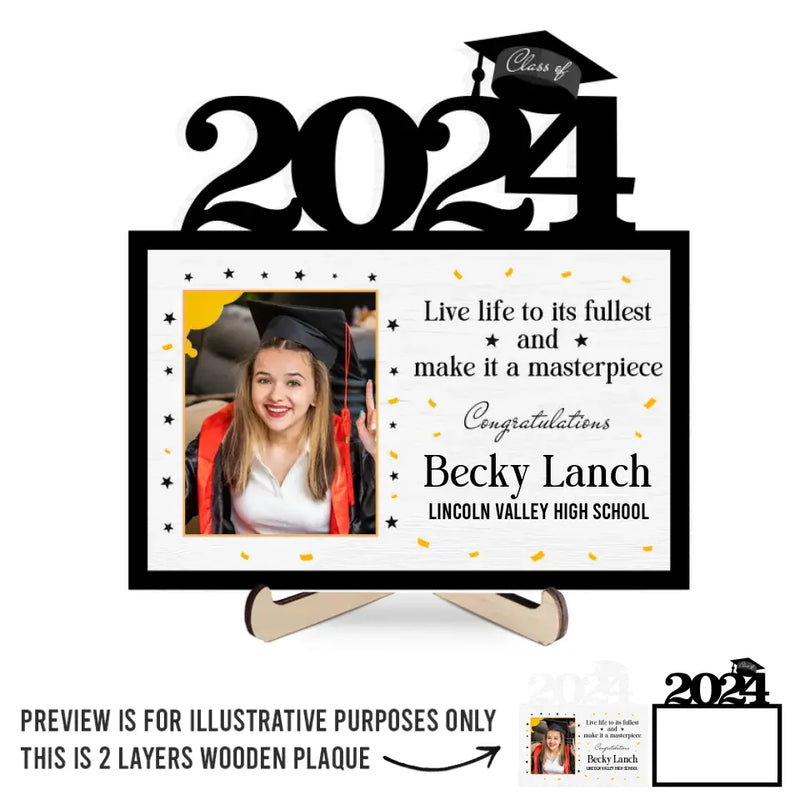 Custom Photo Graduation Gifts for Students - Personalized Wooden Plaque