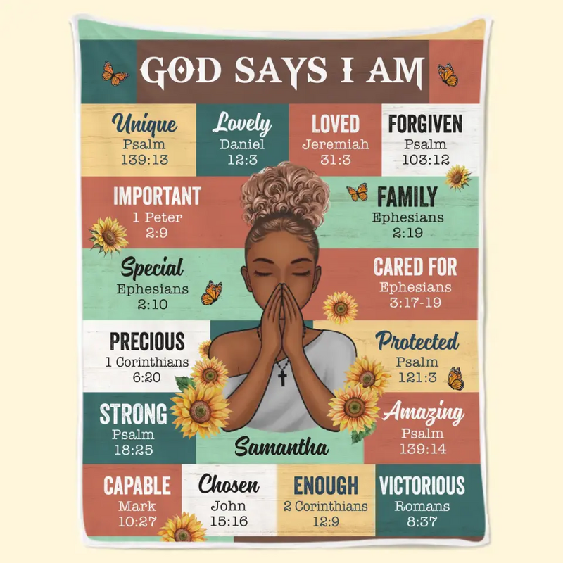 Custom Name Christian Affirmation Gifts for Women - Personalized Blanket