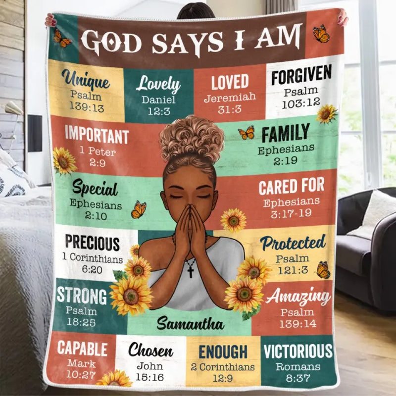 Custom Name Christian Affirmation Gifts for Women - Personalized Blanket