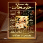 Custom Photo 12 Reasons Why I Love You Gifts for Couples - Personalized 3D LED Walnut Night Light