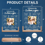 Custom Photo 12 Reasons Why I Love You Gifts for Couples - Personalized 3D LED Walnut Night Light