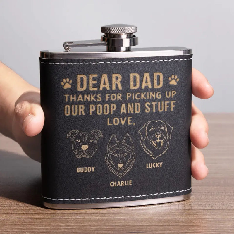 Custom Name Funny Dog Dad Gifts - Personalized Hip Flask