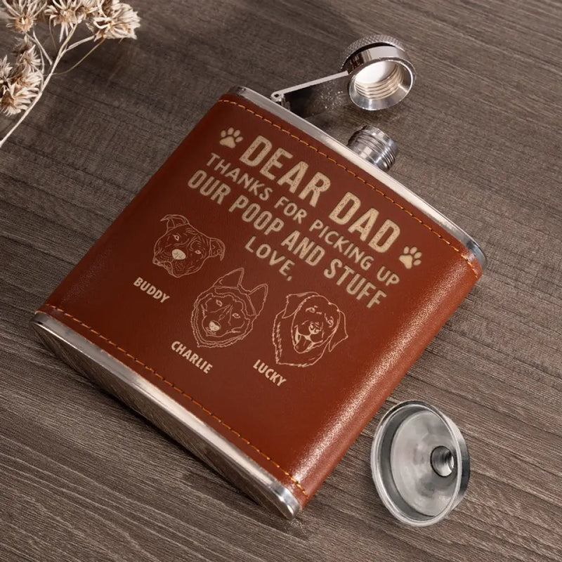 Custom Name Funny Dog Dad Gifts - Personalized Hip Flask