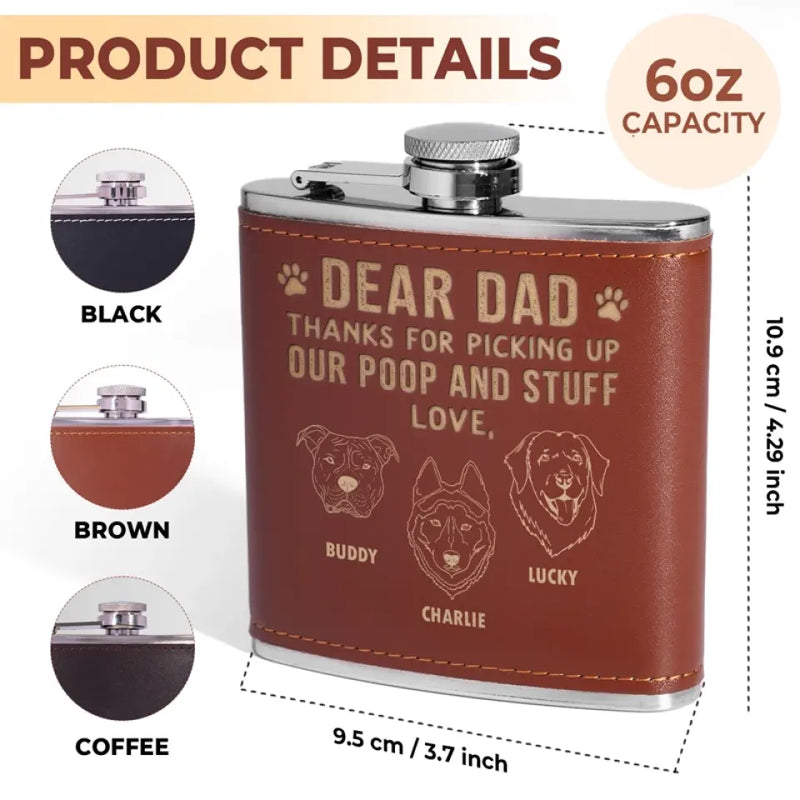 Custom Name Funny Dog Dad Gifts - Personalized Hip Flask