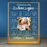Custom Photo 12 Reasons Why I Love You Gifts for Couples - Personalized 3D LED Walnut Night Light