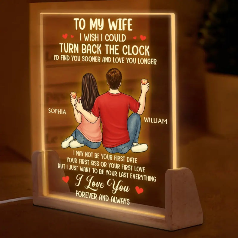 Custom Name Romantic Wife Gifts - Personalized 3D LED Walnut Night Light