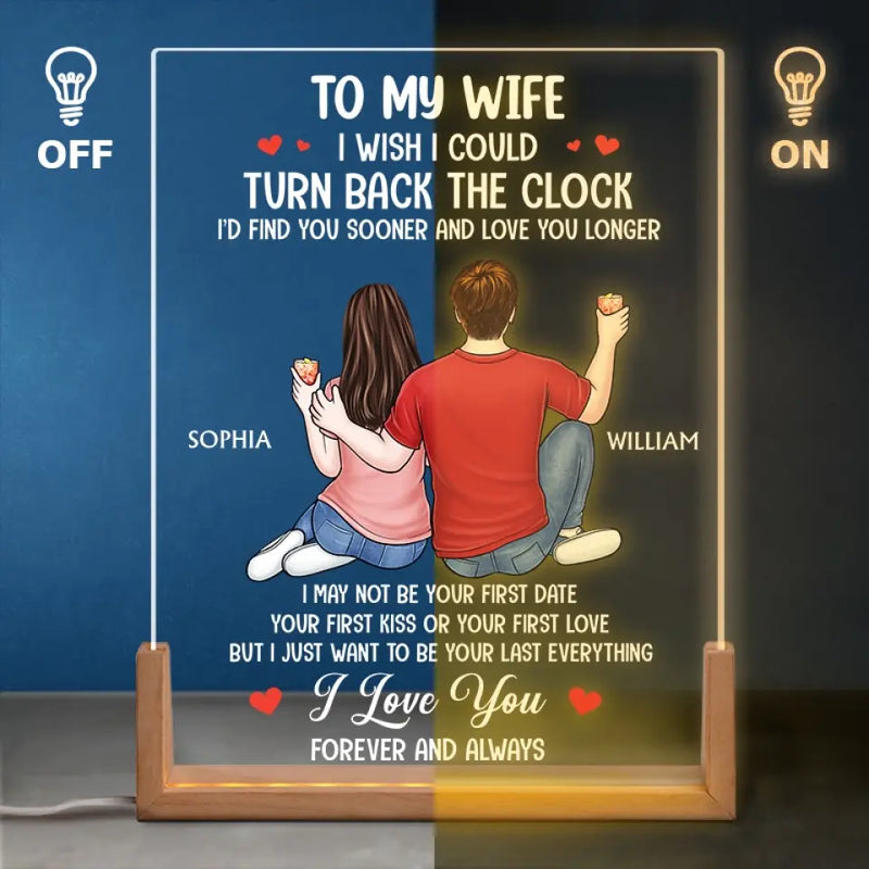 Custom Name Romantic Wife Gifts - Personalized 3D LED Walnut Night Light