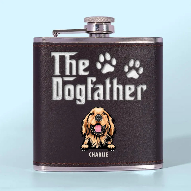 Custom Name The Dogfather Gifts for Dog Dads - Personalized Hip Flask