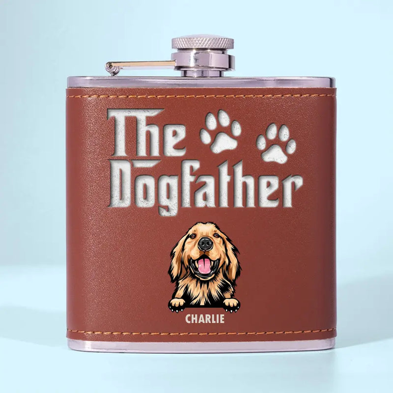 Custom Name The Dogfather Gifts for Dog Dads - Personalized Hip Flask