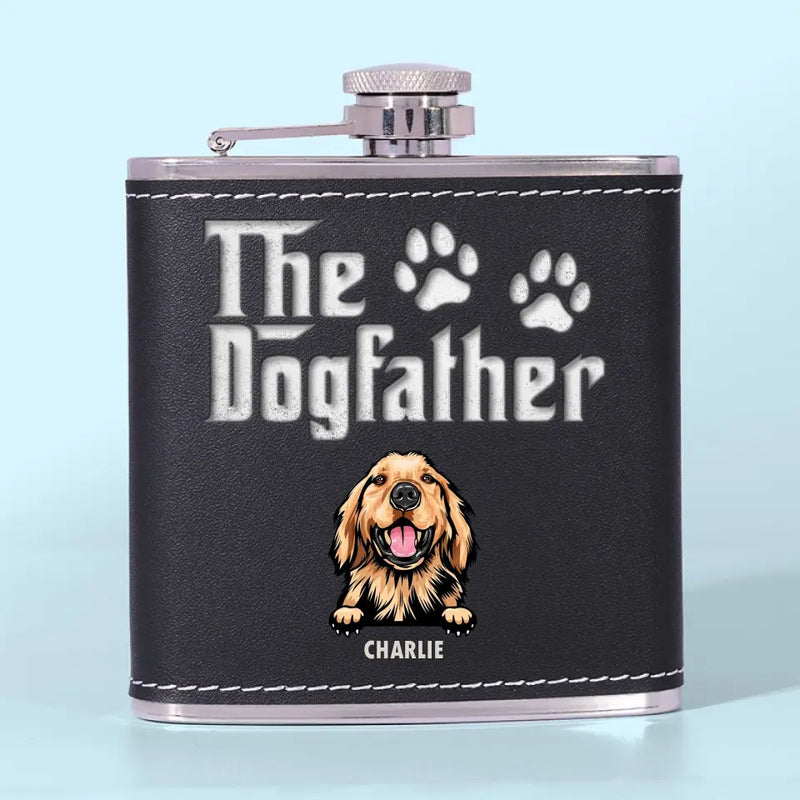 Custom Name The Dogfather Gifts for Dog Dads - Personalized Hip Flask