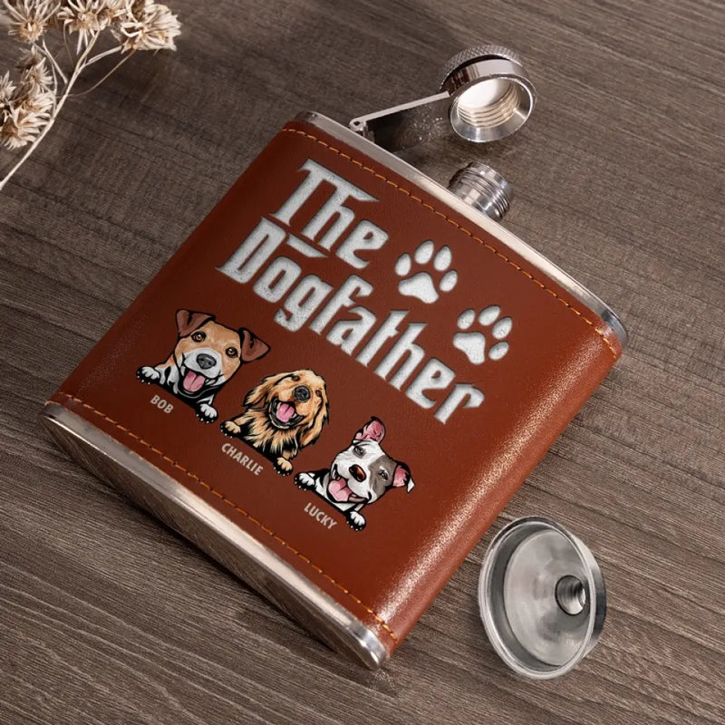Custom Name The Dogfather Gifts for Dog Dads - Personalized Hip Flask
