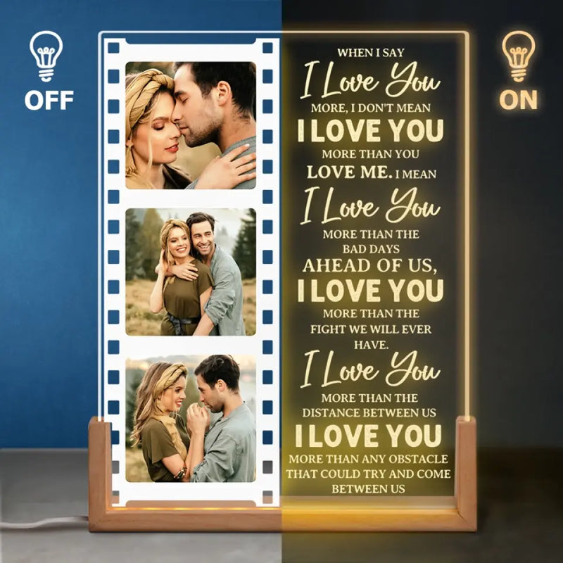 Custom Photo Romantic Couple Gifts - Personalized 3D LED Walnut Night Light