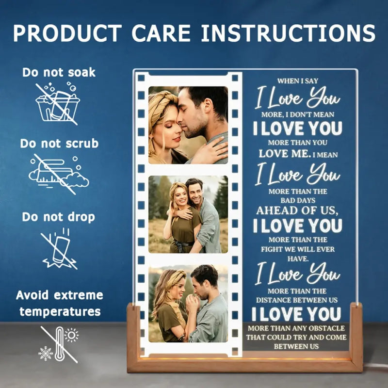 Custom Photo Romantic Couple Gifts - Personalized 3D LED Walnut Night Light