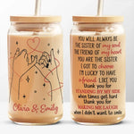 Custom Name Sister Friendship Gifts - Personalized Glass Cup