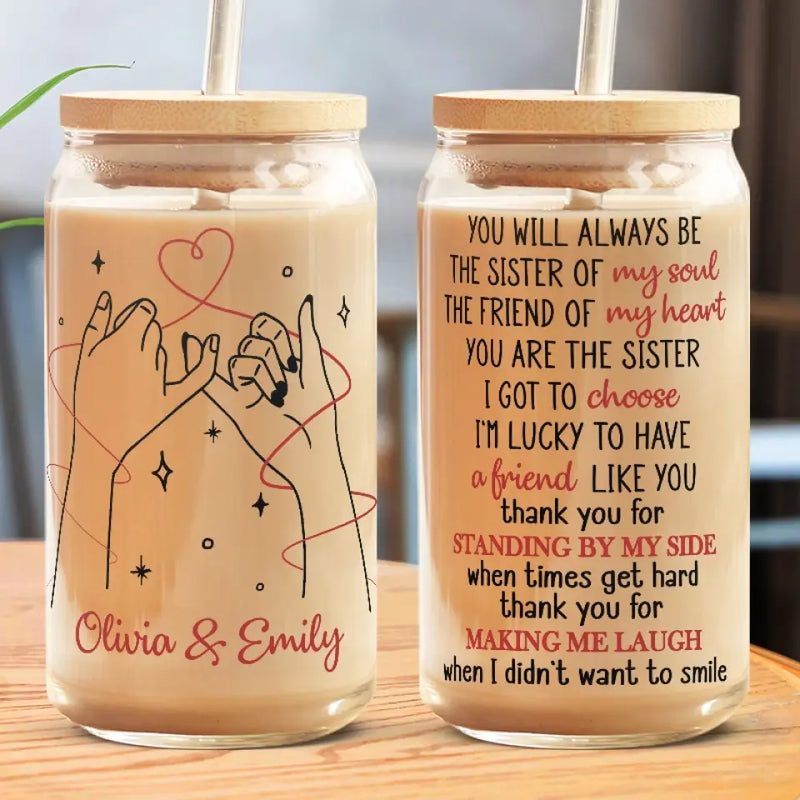 Custom Name Sister Friendship Gifts - Personalized Glass Cup