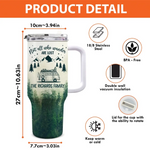 Custom Family Name Adventure Gifts for Travelers - Personalized 40 Oz Tumbler With Handle