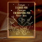 Custom Name Romantic Love Gifts for Couples - Personalized 3D LED Walnut Night Light