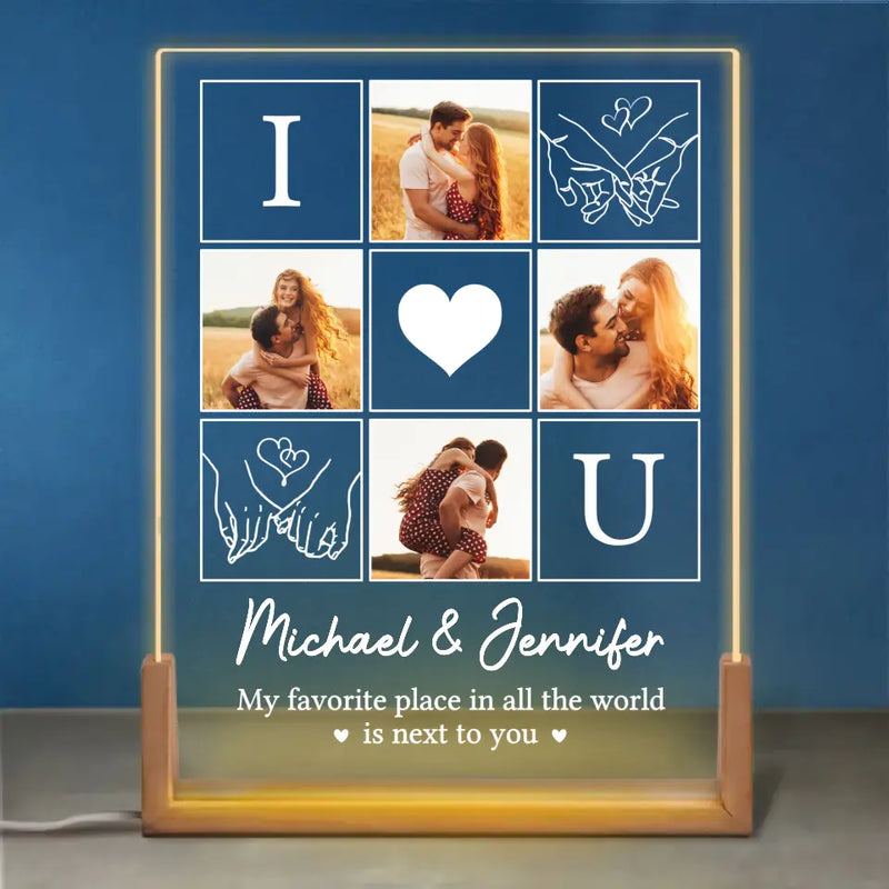 Custom Photo Couple Gifts - Personalized 3D LED Walnut Night Light